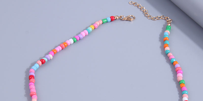 Fashion Color Colorful Rice Beads String Pearl Starfish Necklace,Beaded Necklaces