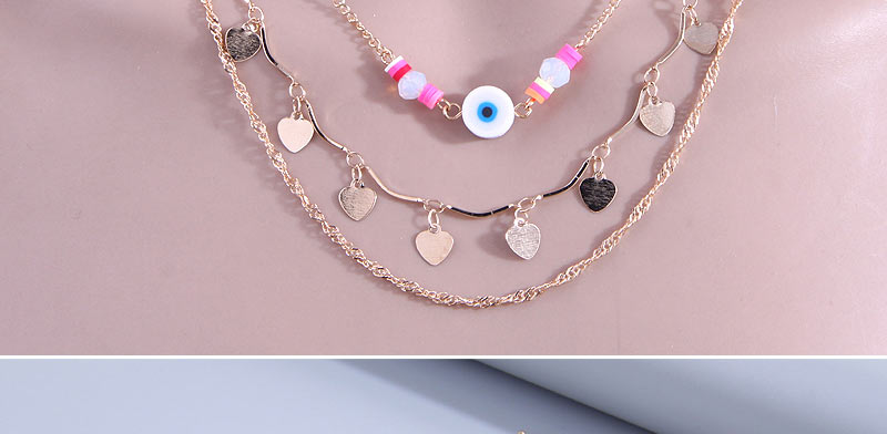 Fashion Gold Alloy Love Piece Eye Multilayer Necklace,Multi Strand Necklaces