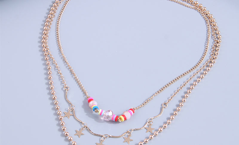Fashion Gold Alloy Star Tassel Geometric Layered Necklace,Multi Strand Necklaces