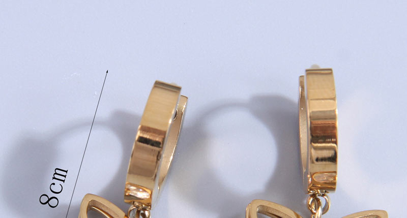 Fashion Gold Titanium Steel Inlaid Zirconium Hollow Butterfly Stud Earrings,Earrings