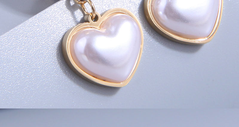 Fashion Gold Titanium Pearl Heart Earrings,Earrings