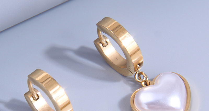 Fashion Gold Titanium Pearl Heart Earrings,Earrings