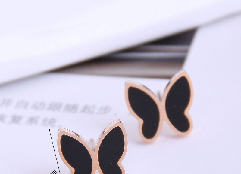 Fashion Gold Titanium Butterfly Stud Earrings,Earrings