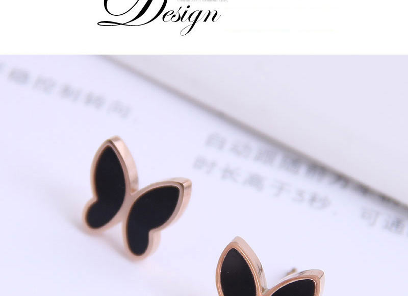 Fashion Gold Titanium Butterfly Stud Earrings,Earrings