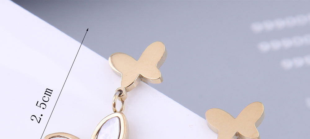 Fashion Gold Titanium Shell Butterfly Stud Earrings,Earrings