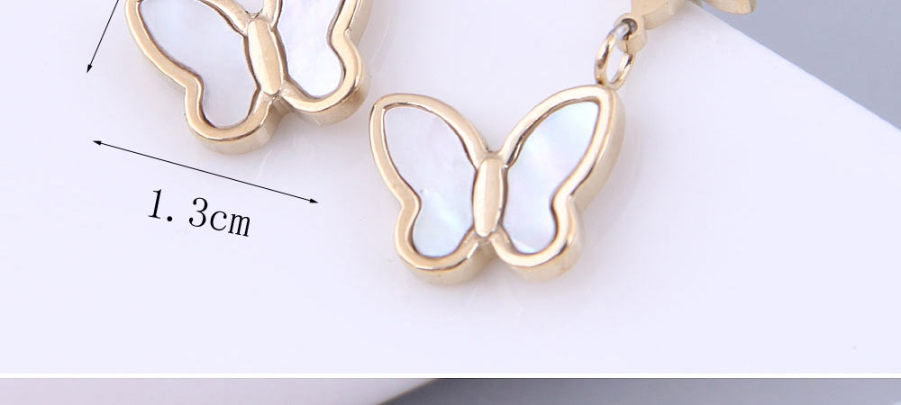 Fashion Gold Titanium Shell Butterfly Stud Earrings,Earrings