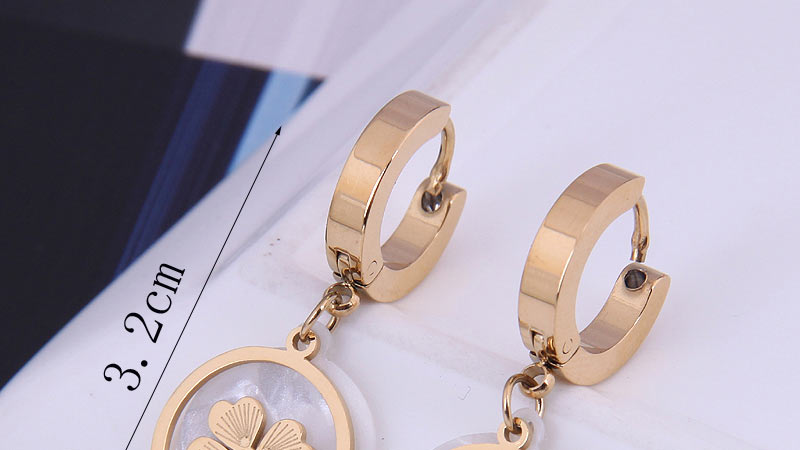 Fashion Gold Titanium Diamond Clover Earrings,Earrings
