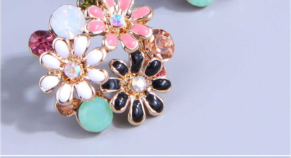 Fashion Flowers Alloy Diamond Flower Stud Earrings,Stud Earrings