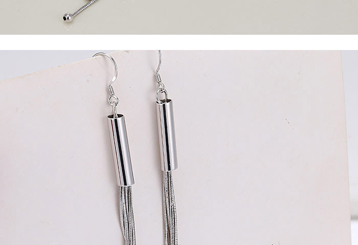 Fashion Silver Solid Copper Geometric Tassel Earrings,Earrings