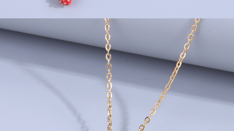 Fashion Gold Pure Copper Drop Oil Strawberry Earrings Necklace Set,Jewelry Set
