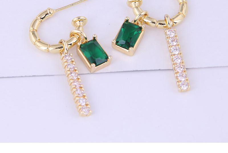 Fashion Gold Brass Inset Zirconium Geometric Earrings,Earrings