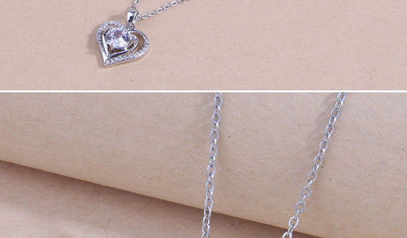 Fashion Silver Bronze Zirconium Heart Necklace,Necklaces
