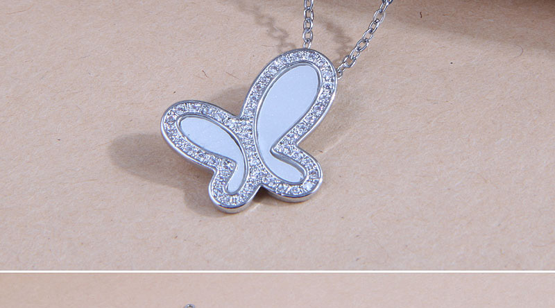 Fashion Silver Bronze Zirconium Butterfly Necklace,Necklaces