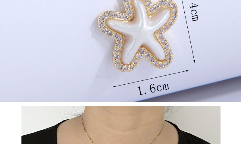 Fashion Gold Bronze Zirconium Starfish Necklace,Necklaces