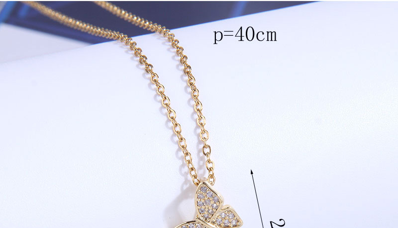 Fashion Gold Bronze Zirconium Butterfly Flower Necklace,Necklaces