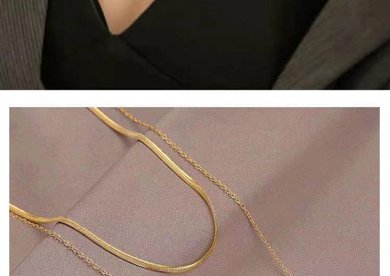 Fashion Gold Titanium Steel Snake Bone Chain Love Double Necklace,Necklaces