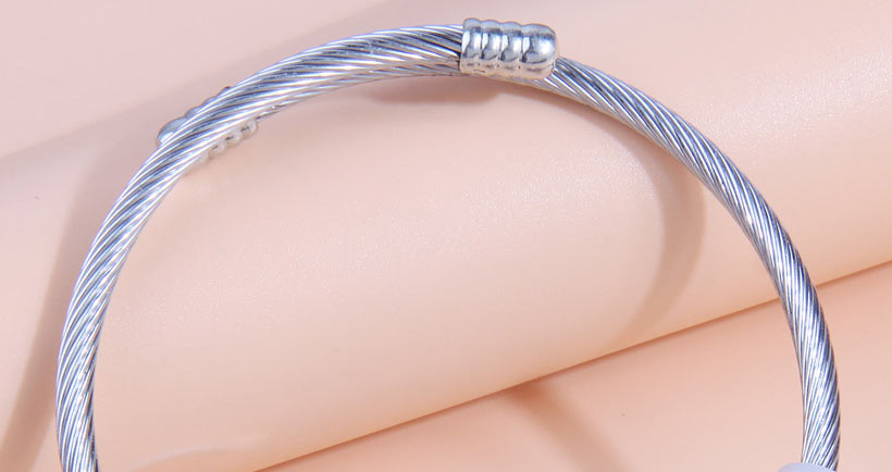 Fashion Silver Titanium Steel Geometric Feather Tassel Multi-element Bracelet,Fashion Bangles