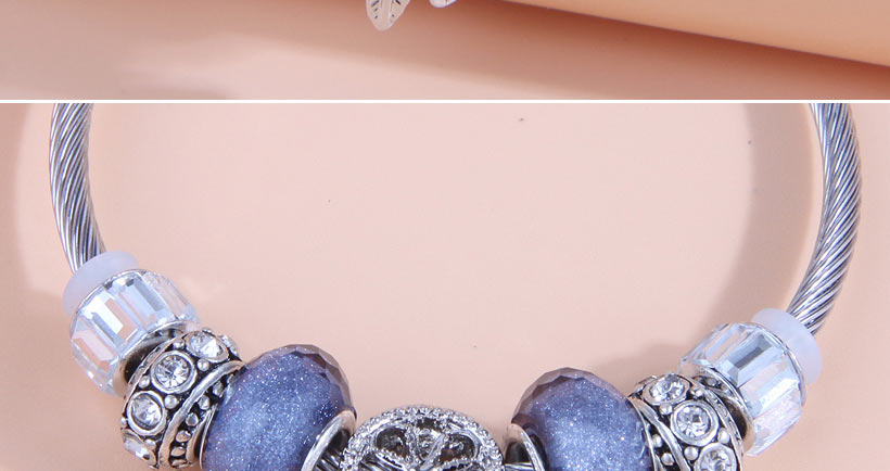 Fashion Silver Titanium Steel Geometric Feather Tassel Multi-element Bracelet,Fashion Bangles