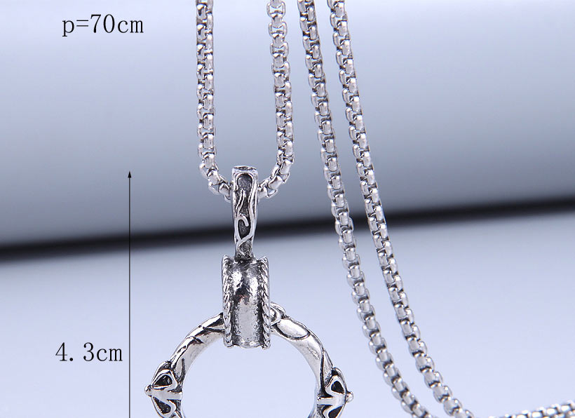 Fashion Silver Titanium Steel Geometric Circle Necklace,Necklaces