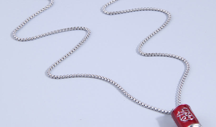 Fashion Silver Titanium Steel Geometric Beverage Can Necklace,Necklaces