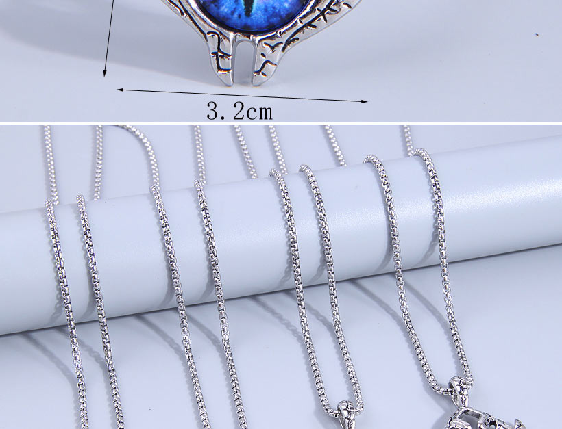Fashion Navy Blue Titanium Steel Geometric Eye Necklace,Necklaces