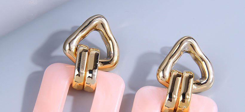 Fashion Pink Alloy Geometric Square Stud Earrings,Stud Earrings