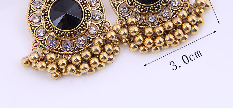 Fashion Gold Alloy Diamond Geometric Fringe Round Stud Earrings,Stud Earrings