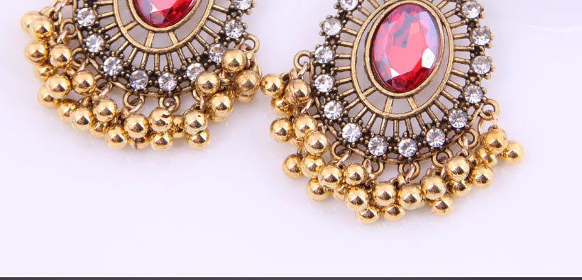 Fashion Gold Alloy Diamond Geometric Oval Stud Earrings,Stud Earrings
