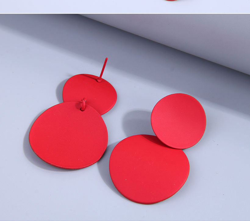 Fashion Rose Red Alloy Geometric Round Stud Earrings,Stud Earrings