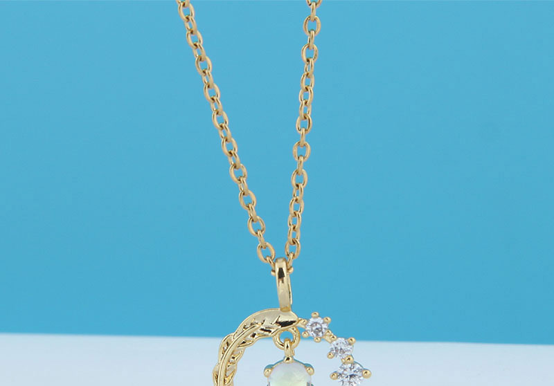 Fashion Silver Alloy Diamond Geometric Leaf Circle Necklace,Pendants