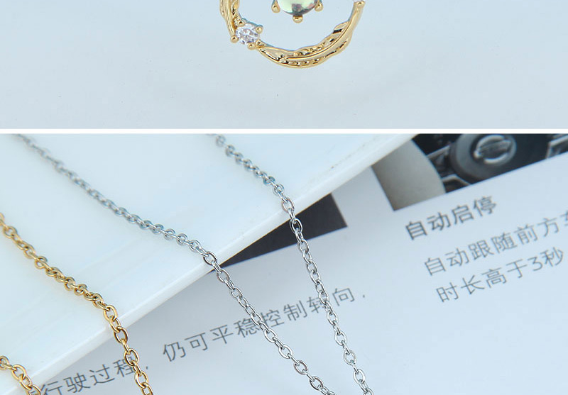 Fashion Gold Alloy Diamond Geometric Leaf Circle Necklace,Pendants