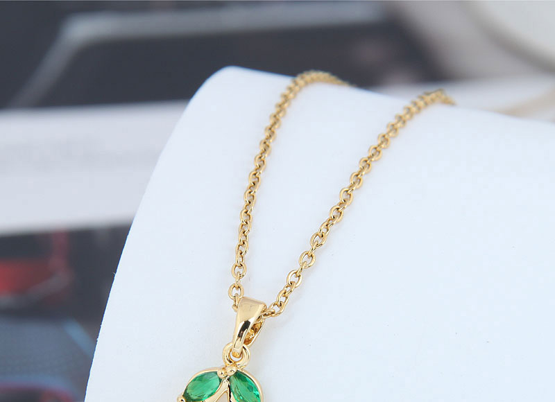 Fashion Gold Brass And Diamond Cherry Necklace,Necklaces