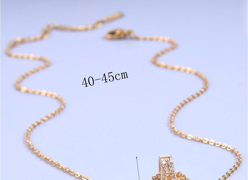 Fashion Gold Brass Set Square Zirconium Necklace,Necklaces