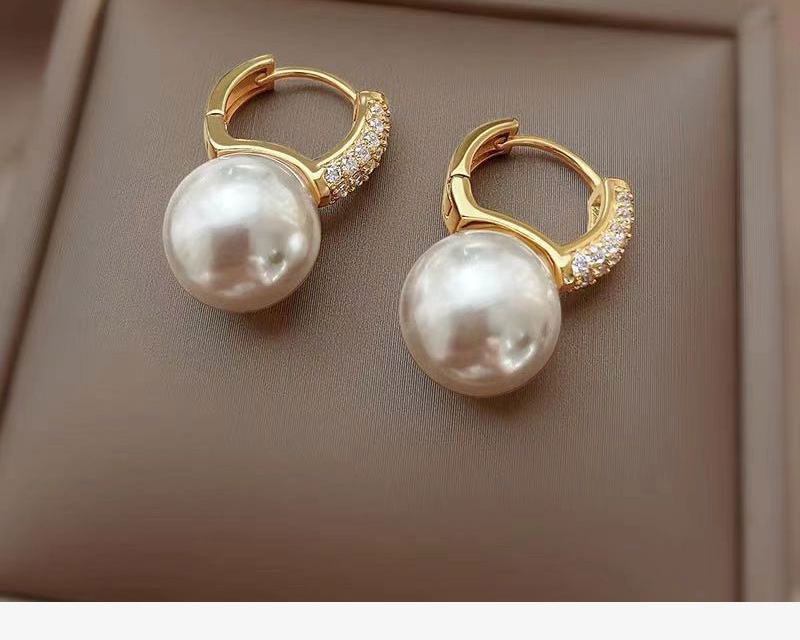 Fashion Gold Copper Diamond Pearl Earrings,Earrings