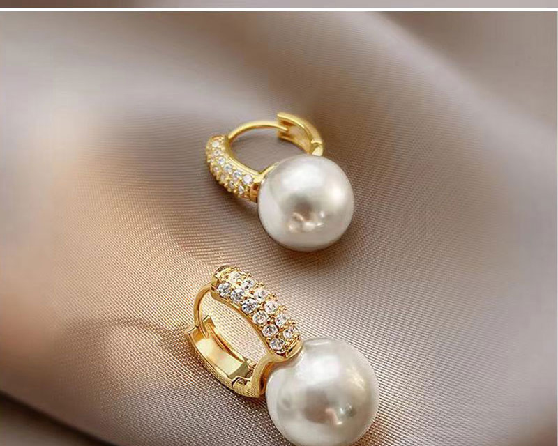 Fashion Gold Copper Diamond Pearl Earrings,Earrings