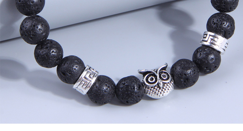 Fashion Black Volcanic Stone Beaded Owl Bracelet,Fashion Bracelets
