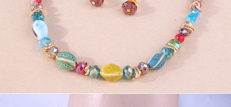 Fashion Color Resin Beaded Necklace And Earrings Set,Jewelry Sets