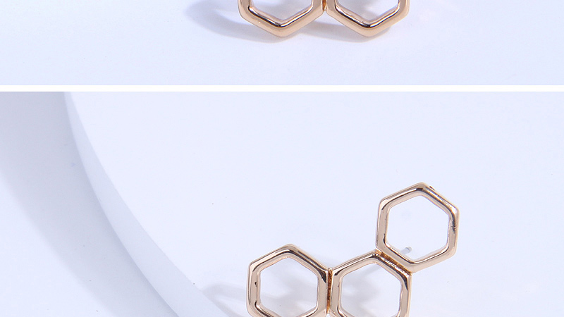 Fashion Gold Metal Hexagon Stud Earrings,Stud Earrings