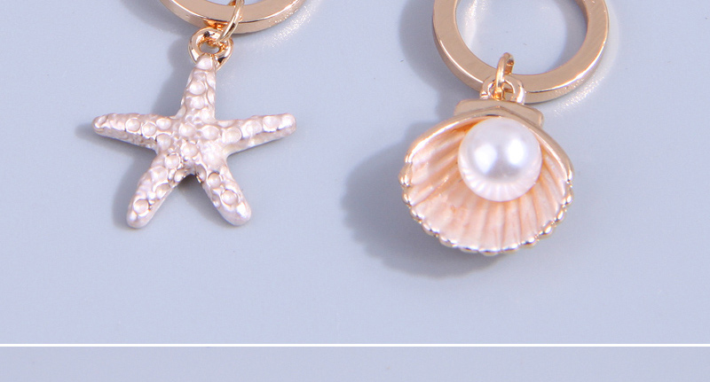 Fashion Gold Alloy Diamond Starfish Shell Asymmetric Drop Earrings,Drop Earrings