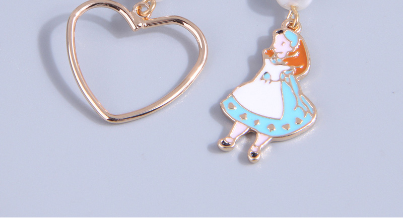 Fashion Gold Alloy Drip Oil Princess Hollow Heart Asymmetric Earrings,Drop Earrings
