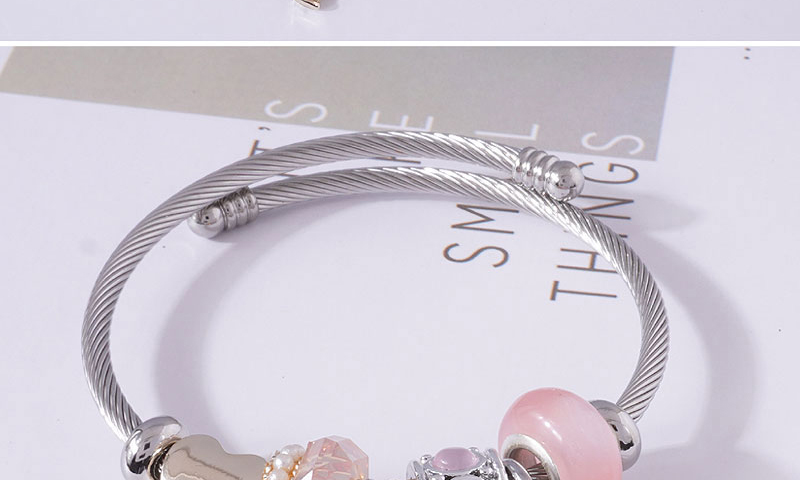 Fashion Pink Metal Geometric Cat Multi-element Bracelet,Fashion Bangles