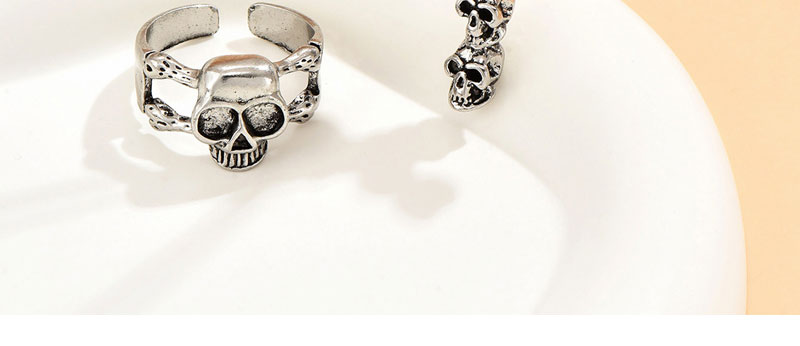 Fashion Silver Alloy Cross Skull Necklace Ring Set,Rings Set