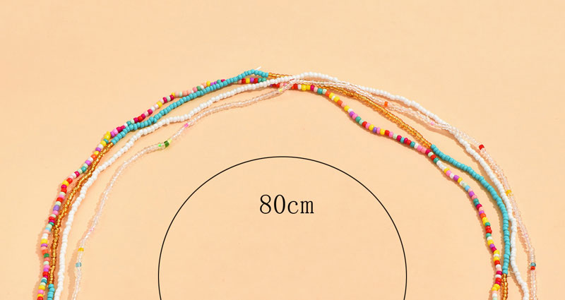 Fashion Color Rice Beads Beaded Layered Necklace,Multi Strand Necklaces