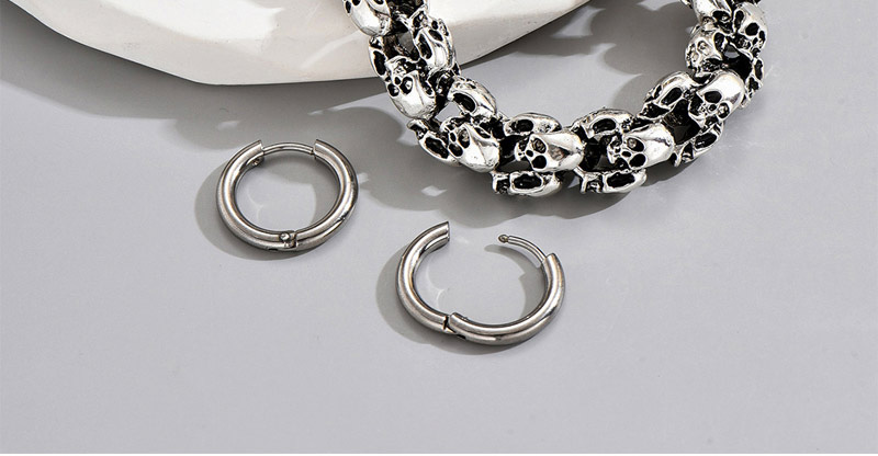 Fashion Silver Alloy Skull Bracelet Earrings Set,Earrings set