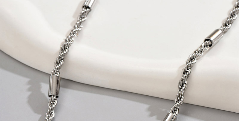 Fashion Silver Titanium Steel Twist Chain Necklace Ring Set,Jewelry Set