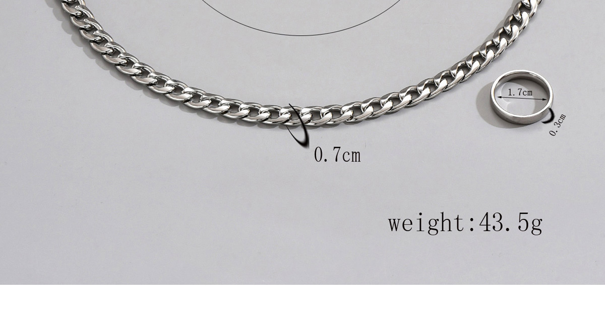 Fashion Silver Stainless Steel Chain Necklace Glossy Ring Set,Jewelry Set