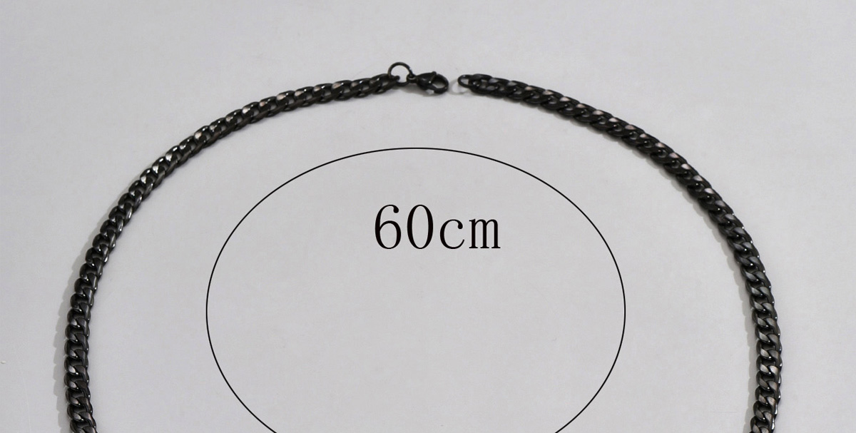 Fashion Black Stainless Steel Chain Necklace Glossy Ring Set,Jewelry Set
