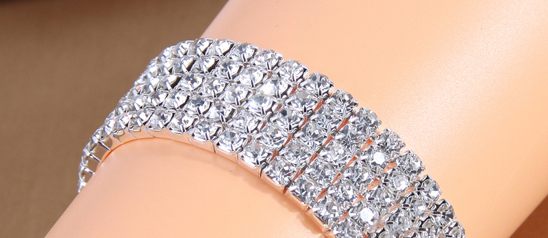 Fashion Silver Metal Inlay Multi -row Square Diamond Bracelet,Fashion Bracelets