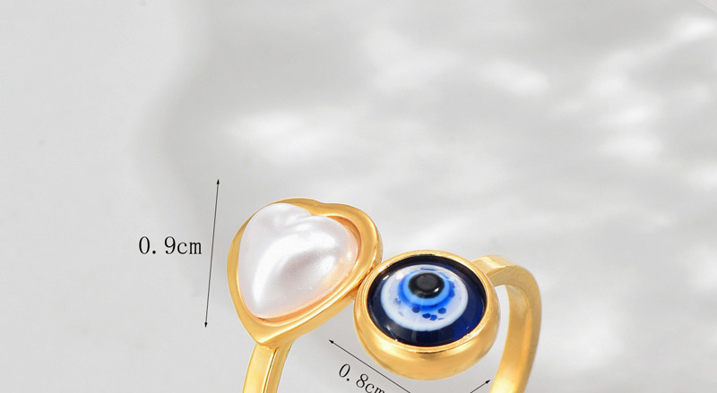 Fashion Gold Stainless Steel Eyes Love Pearl Opening Ring,Rings