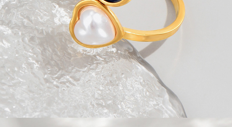 Fashion Gold Stainless Steel Eyes Love Pearl Opening Ring,Rings